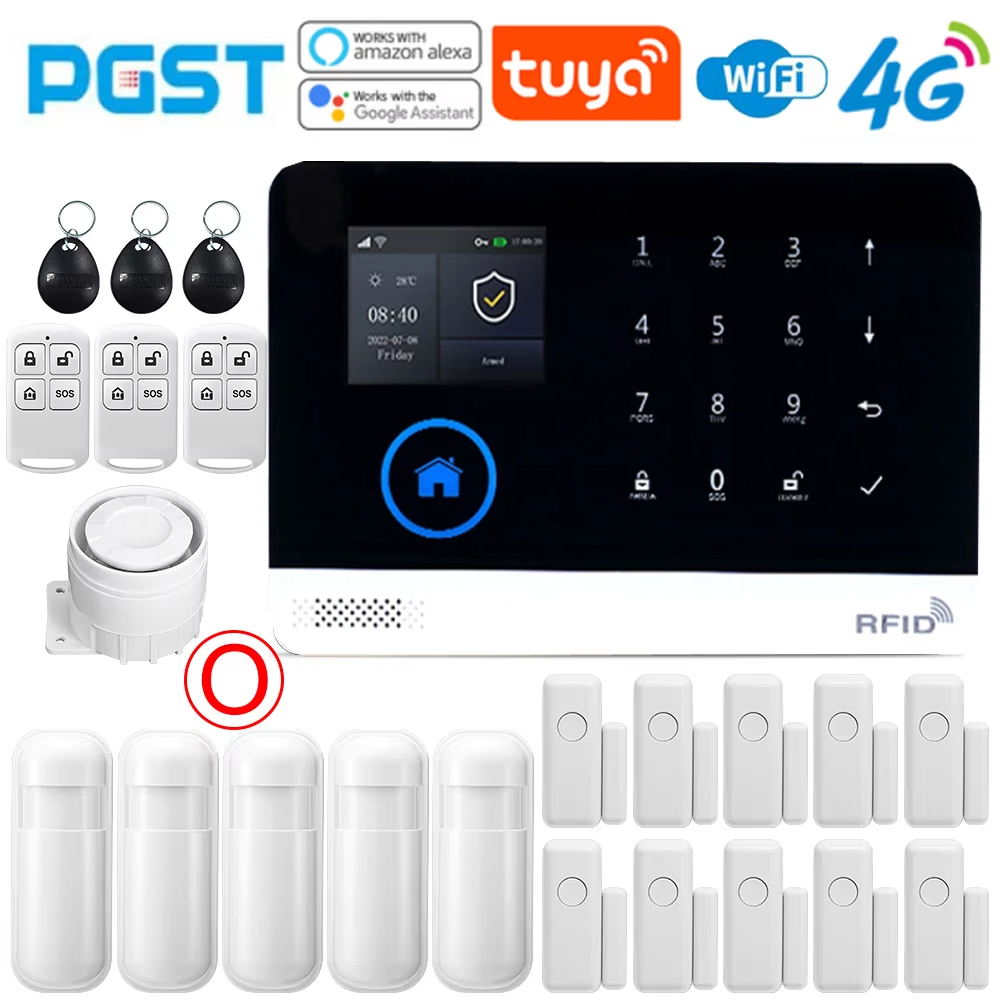 Smart Home Automation Kit - PGST Huisalarmsysteem, WIFI-beveiligingsalarm, anti-diefstal met deurbewegingssensor,