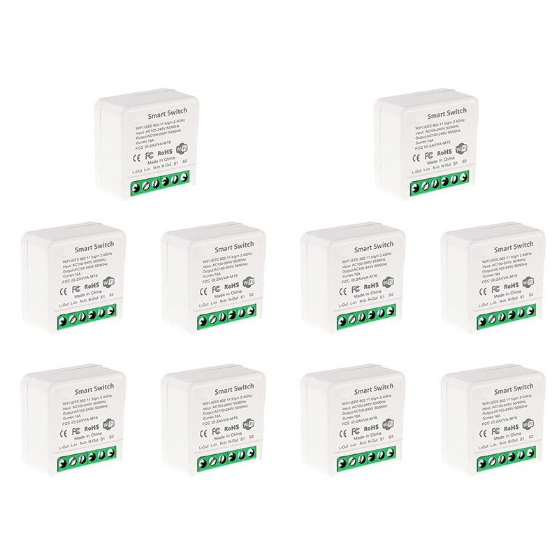 Smart Light Switch Wifi - 10X Mini Smart Wifi-relais, doe-het-zelf-timer-module voor
